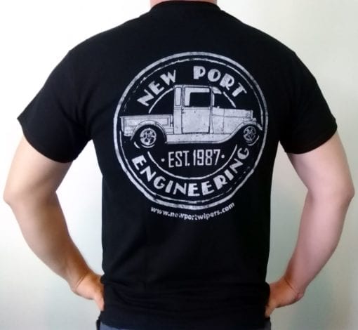 New Port Engineering | Black Vintage T-shirt design (front and back)